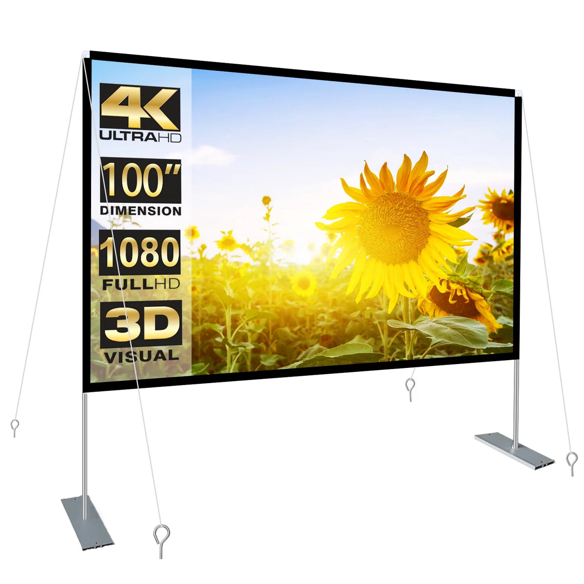 100 inch 16:9 Foldable Outdoor Projector Screen with Carry Bag L717674