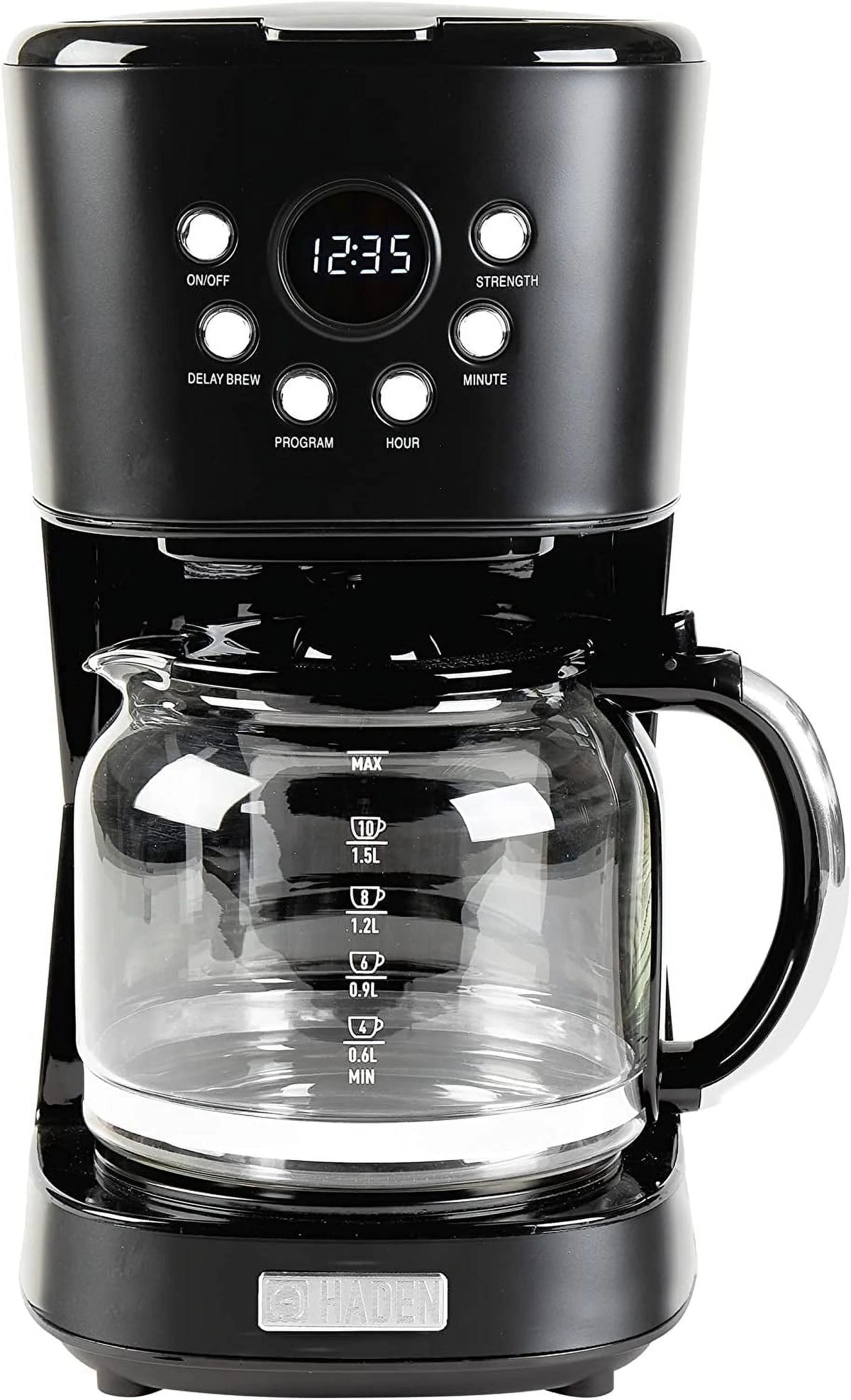 12 Cup Programmable Retro Coffee Maker with Glass Carafe, Black/Chrome Z535