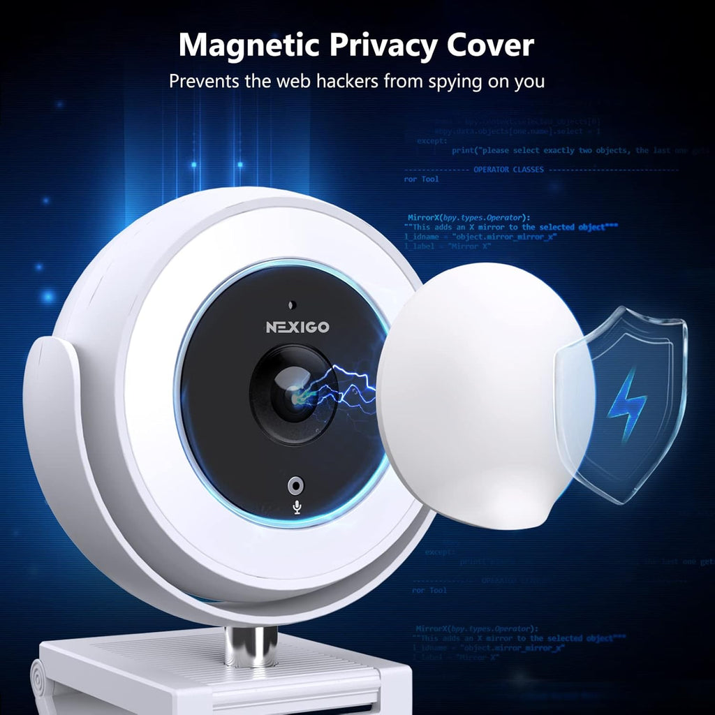 1080P Zoomable Webcam with Remote Control, Privacy Cover, White F1827