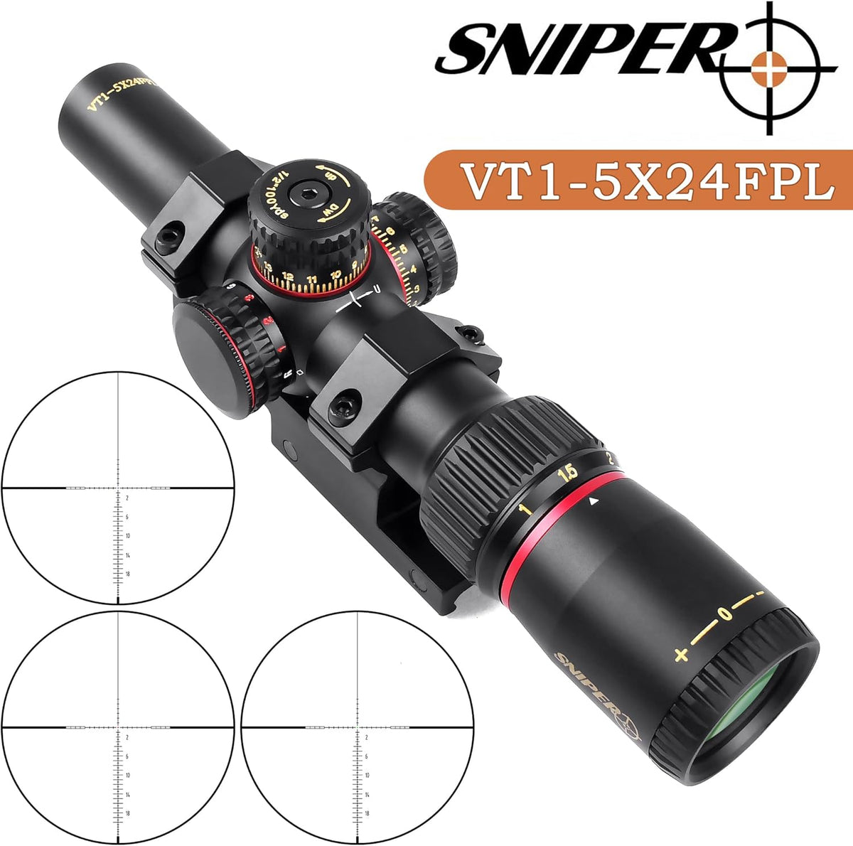 1-5X24 FFP Scope with Red/Green Illuminated Reticle and Scope Mount F29909