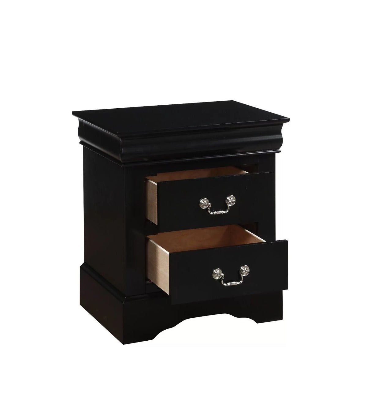3pc Traditional Panel Bed with 2 Nightstands Black Finish J643