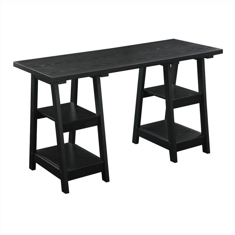 Black Double Trestle Desk H37231