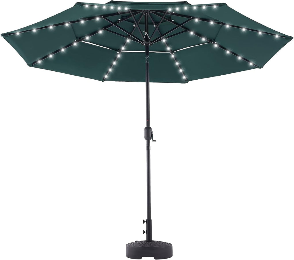 10' LED Solar Patio Umbrella with 30UPF Canopy Z943988