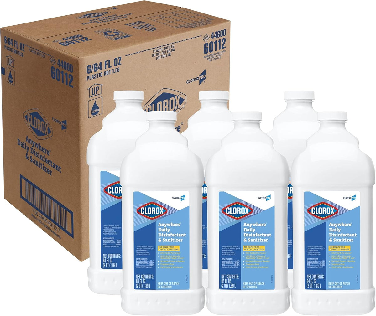 Anywhere Daily Disinfectant and Sanitizer, 64 Fluid Ounces (Pack of 6) V840346