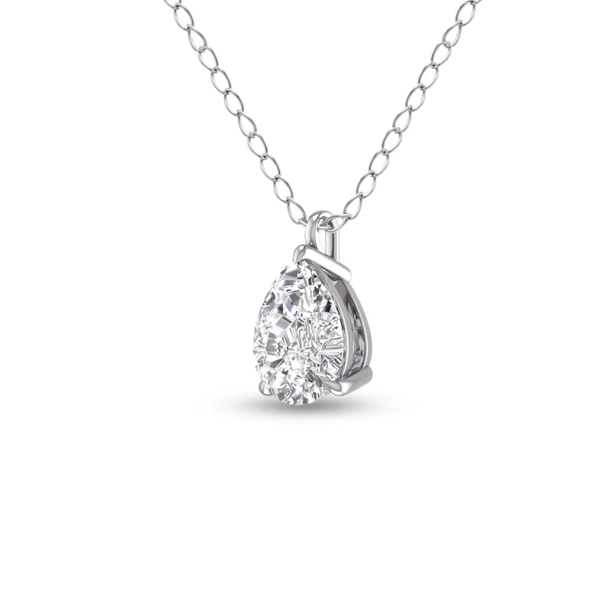 14K White Gold Pear Solitaire Diamond Pendant O34465