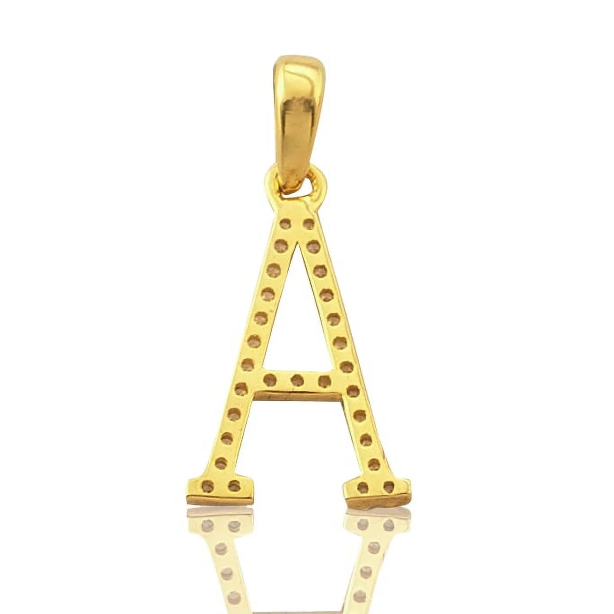 14K Yellow Gold Diamond Mini Letter Initial Pendant H473