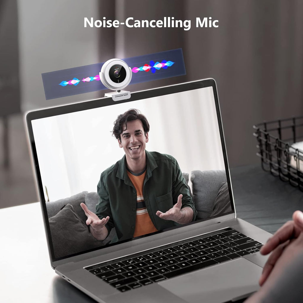 1080P Zoomable Webcam with Remote Control, Privacy Cover, White F1827