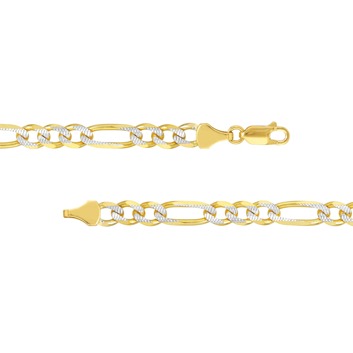 14K Two-Tone Gold 30" Pave Figaro Chain Necklace C46014