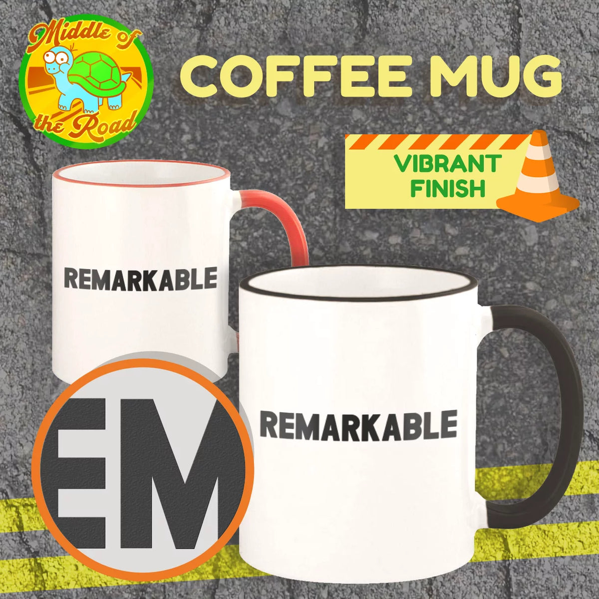 11oz Colored Rim and Handle Coffee Mug P840