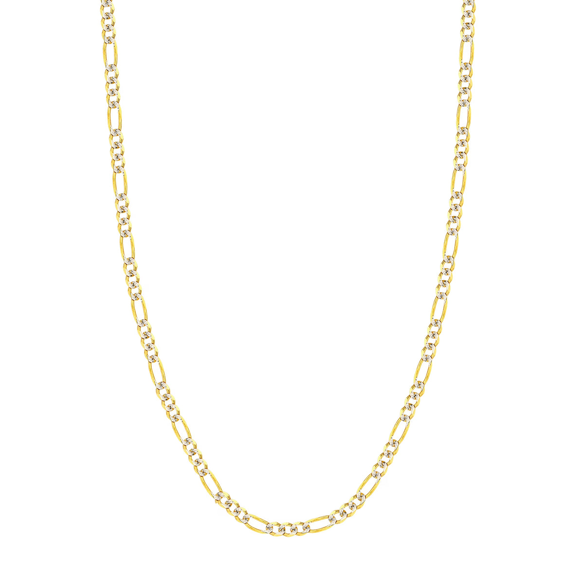 14K Two-Tone Gold 30" Pave Figaro Chain Necklace C46014