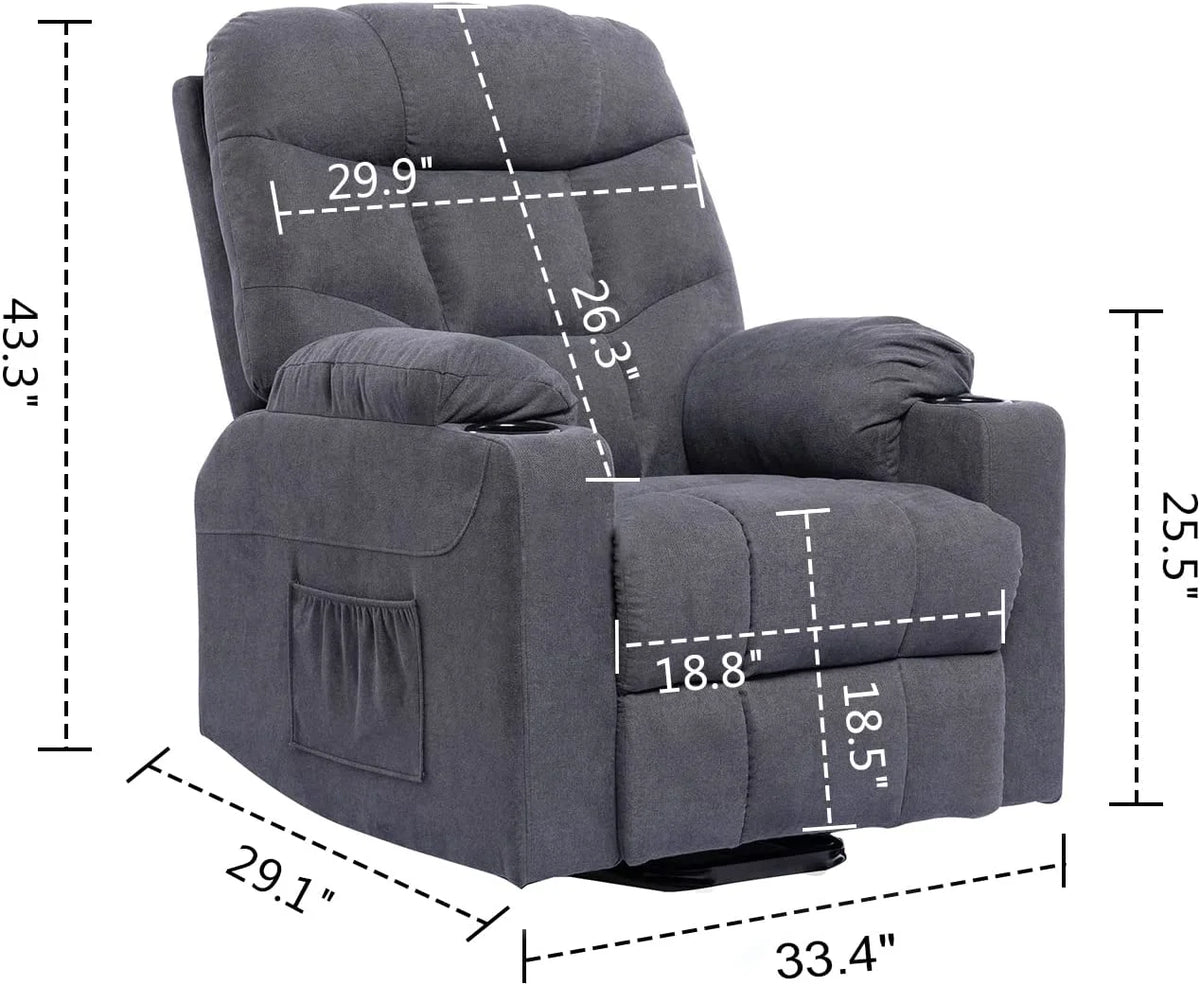 Grey Power Lift Massage Recliner Chair V1089