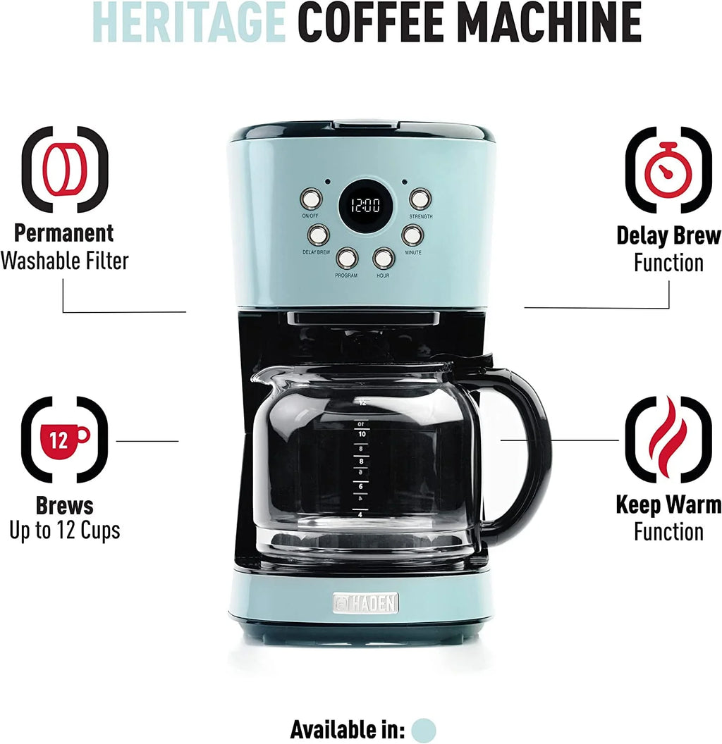 12 Cup Programmable Retro Coffee Maker with Glass Carafe, Black/Chrome Z535