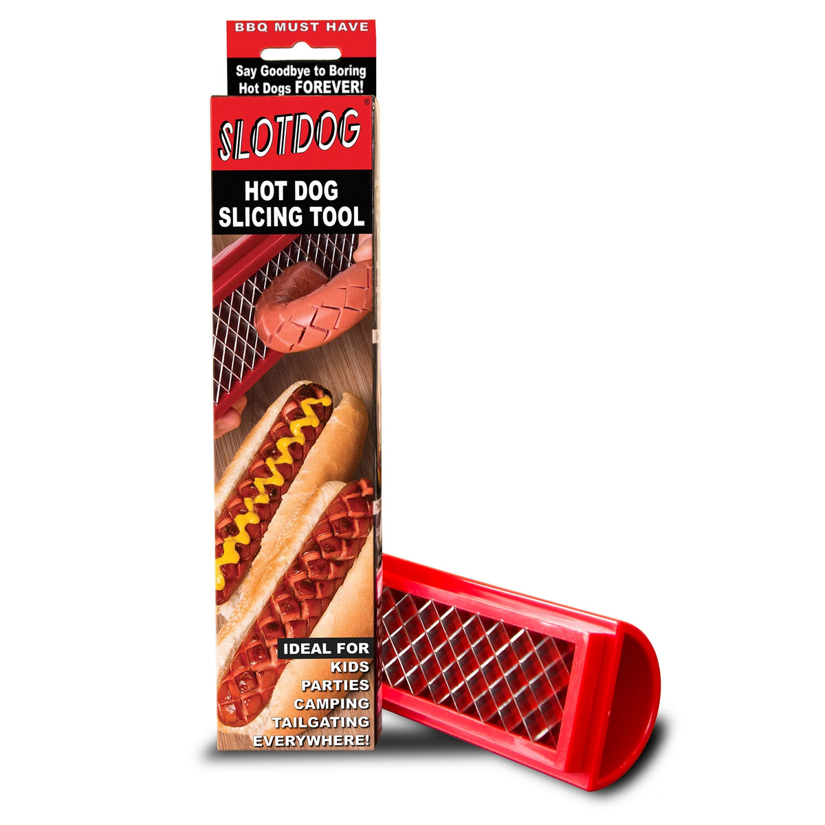 Hot Dog Slicing Tool Stainless Steel Cutter Blades 10 inch Red J44635