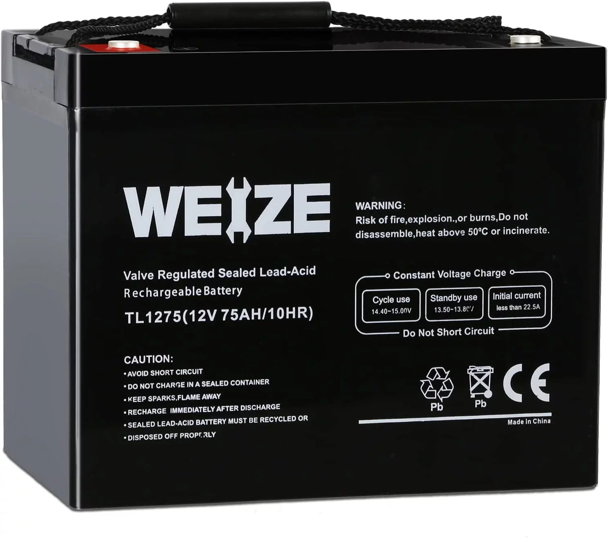12V 75AH Sealed Lead Acid Rechargeable Deep Cycle SLA AGM Battery Z52816