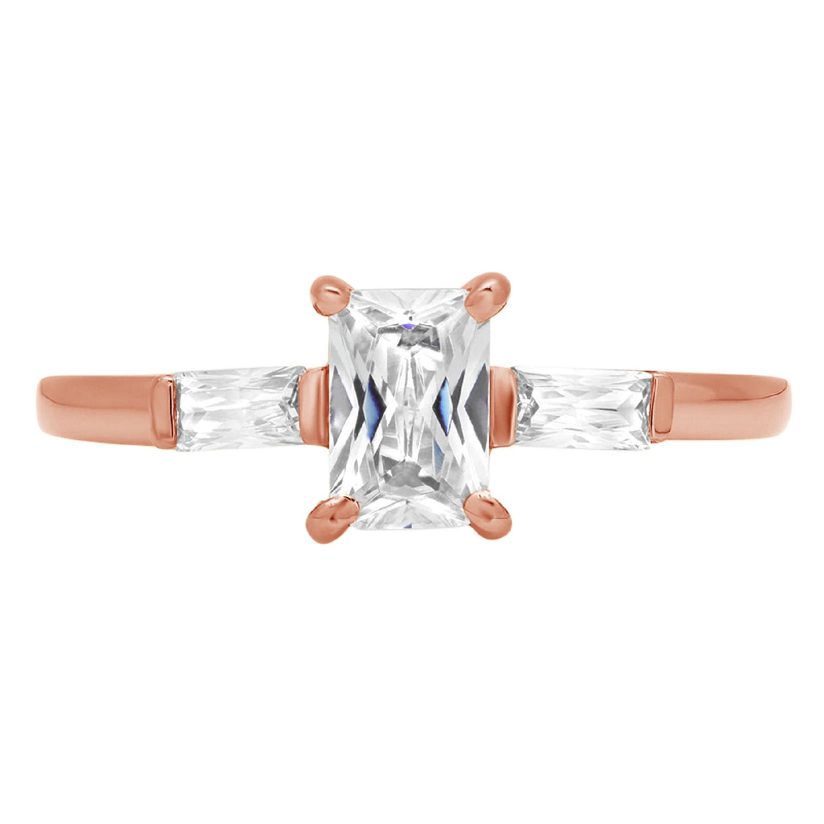 14K Rose Gold Three-Stone Diamond Engagement Ring N777