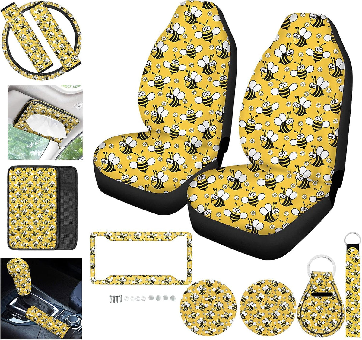 16 PCS Purple Car Seat Covers Full Set Z3470
