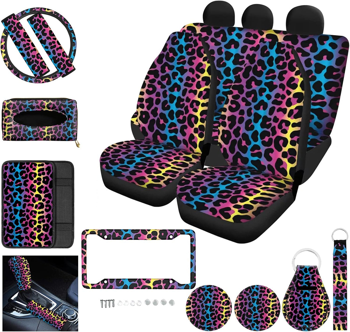 16 PCS Purple Car Seat Covers Full Set Z3470