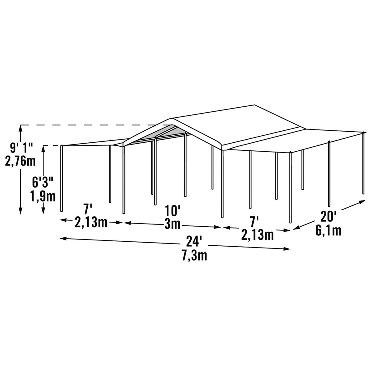 10x20 3-in-1 Canopy White O51172
