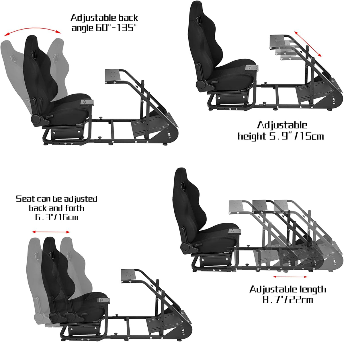 Racing Cockpit Frame Height Adjustable Racing Wheel Stand J7074