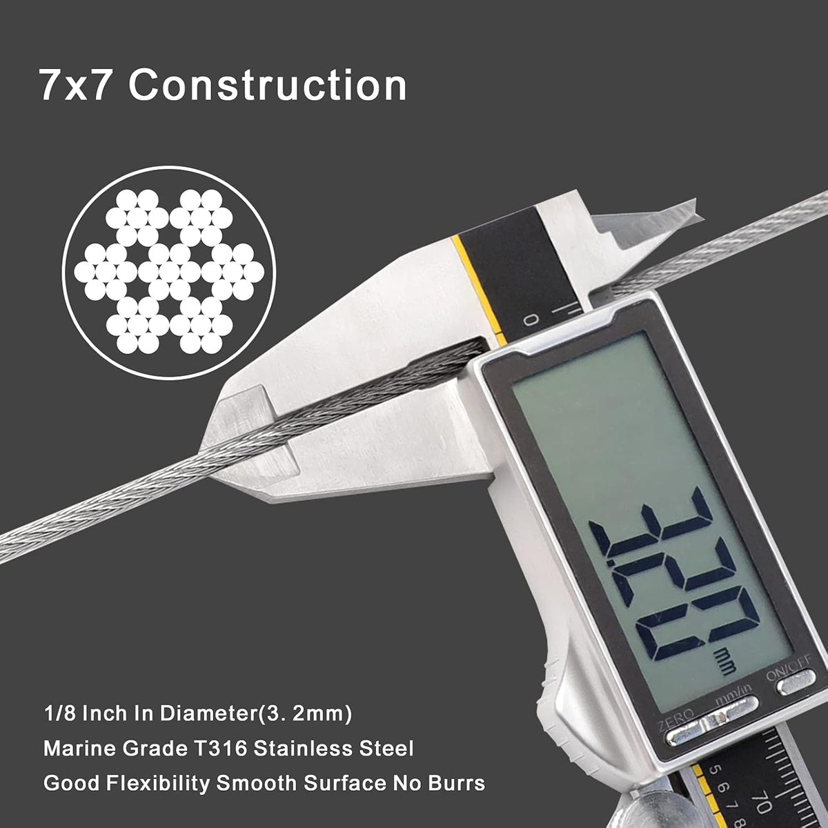 1/8 T316 Stainless Steel Cable with Cutter W691