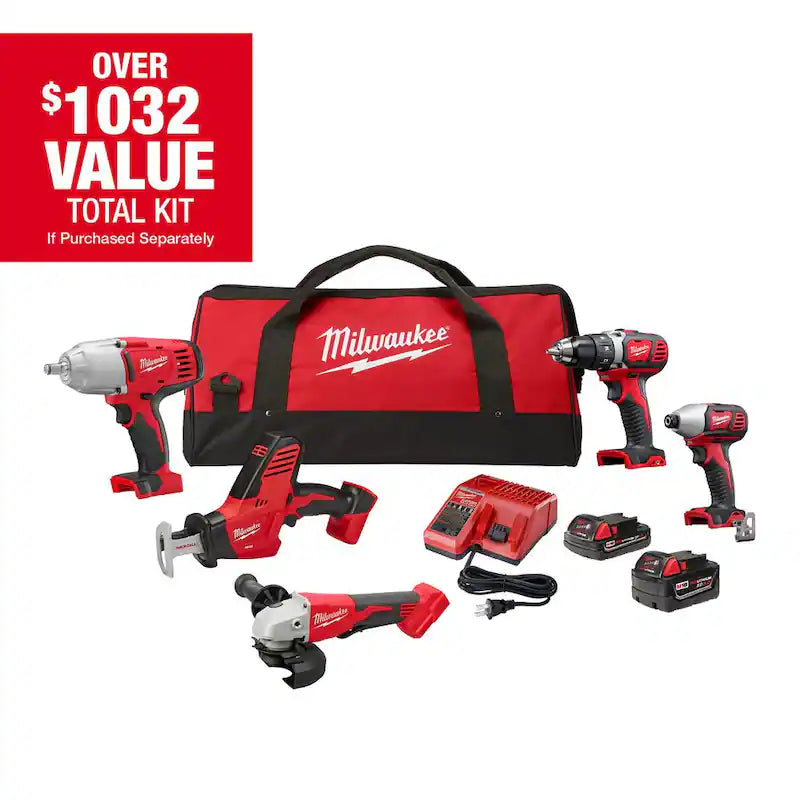 18-Volt Lithium-Ion Cordless Combo Kit 5-Tool with 2-Batteries, Charger and Tool Bag V8474