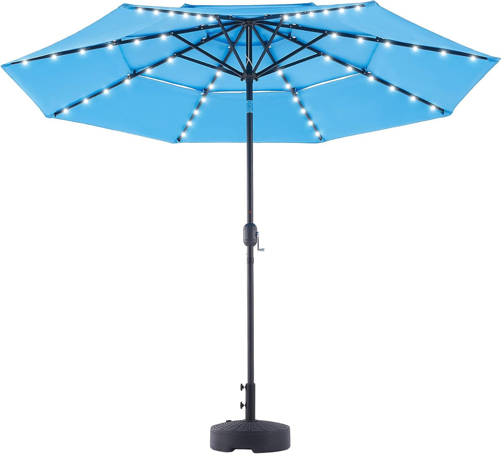 10' LED Solar Patio Umbrella with 30UPF Canopy Z943988