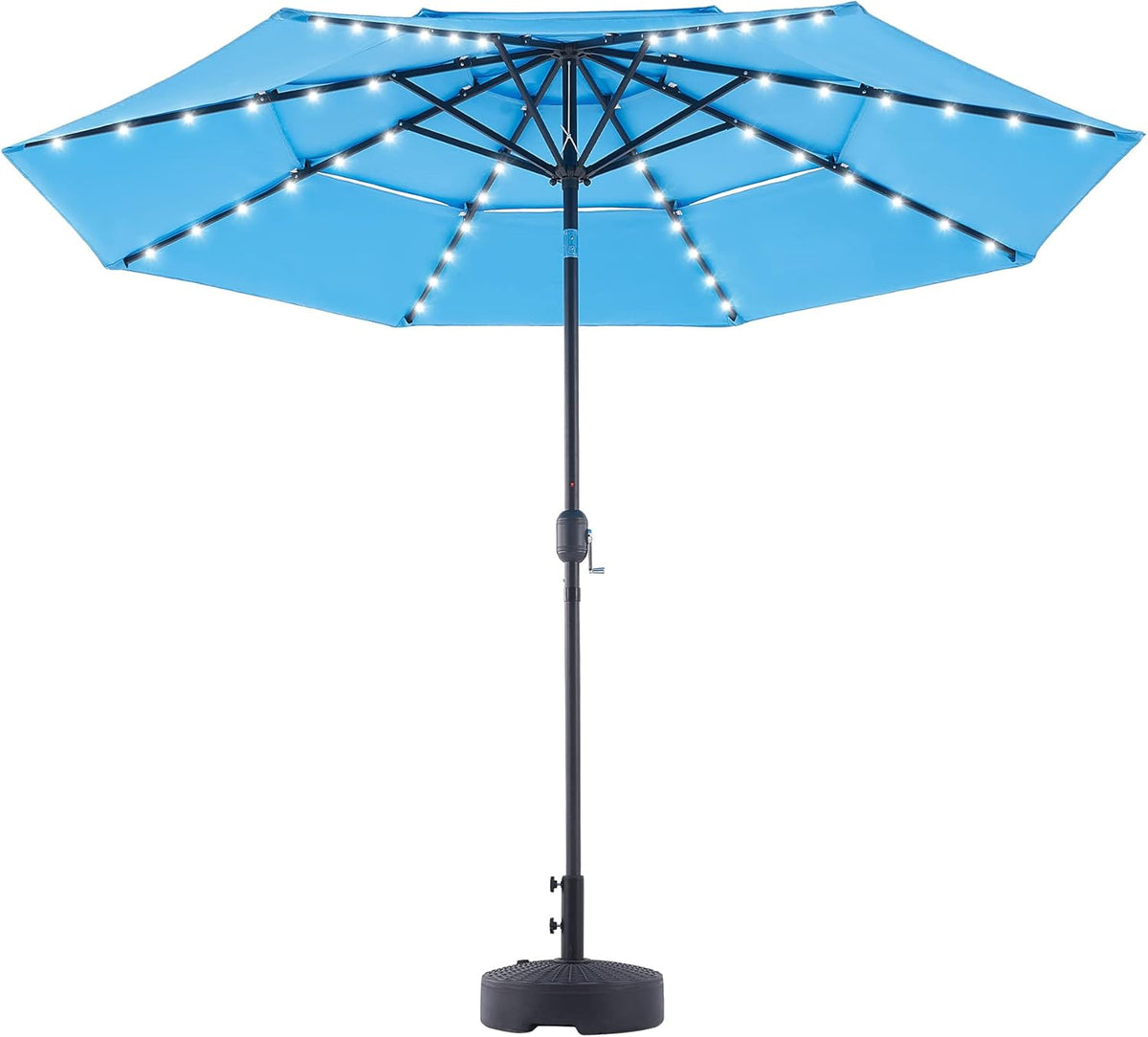 10' LED Solar Patio Umbrella with 30UPF Canopy Z943988