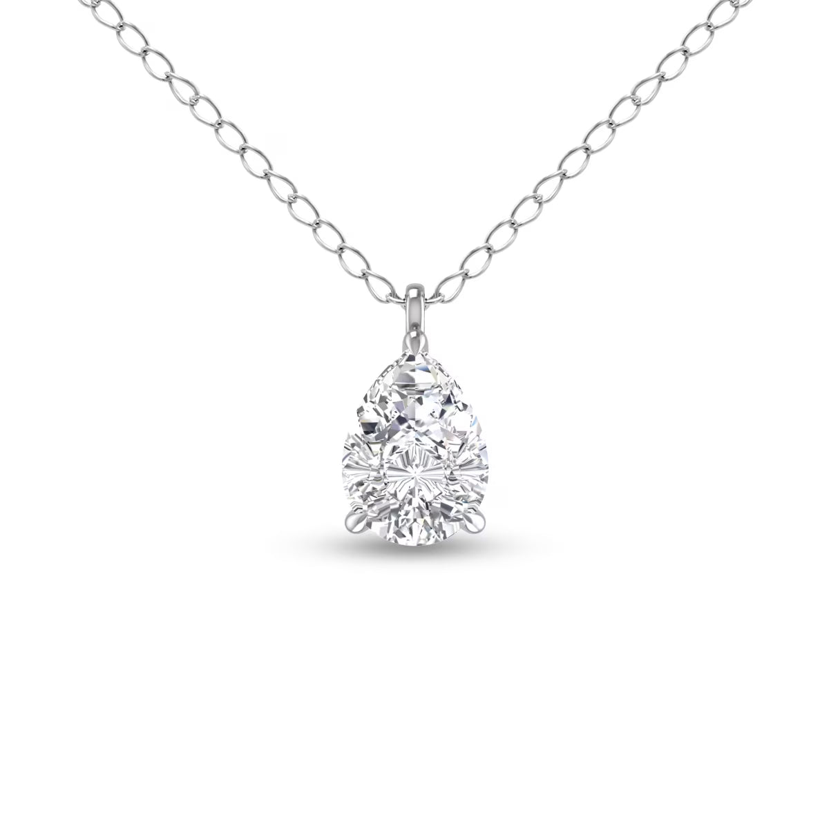 14K White Gold Pear Solitaire Diamond Pendant O34465