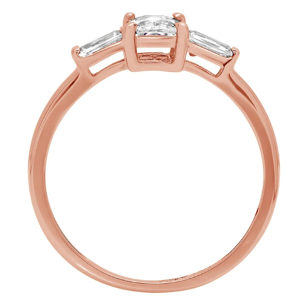 14K Rose Gold Three-Stone Diamond Engagement Ring N777
