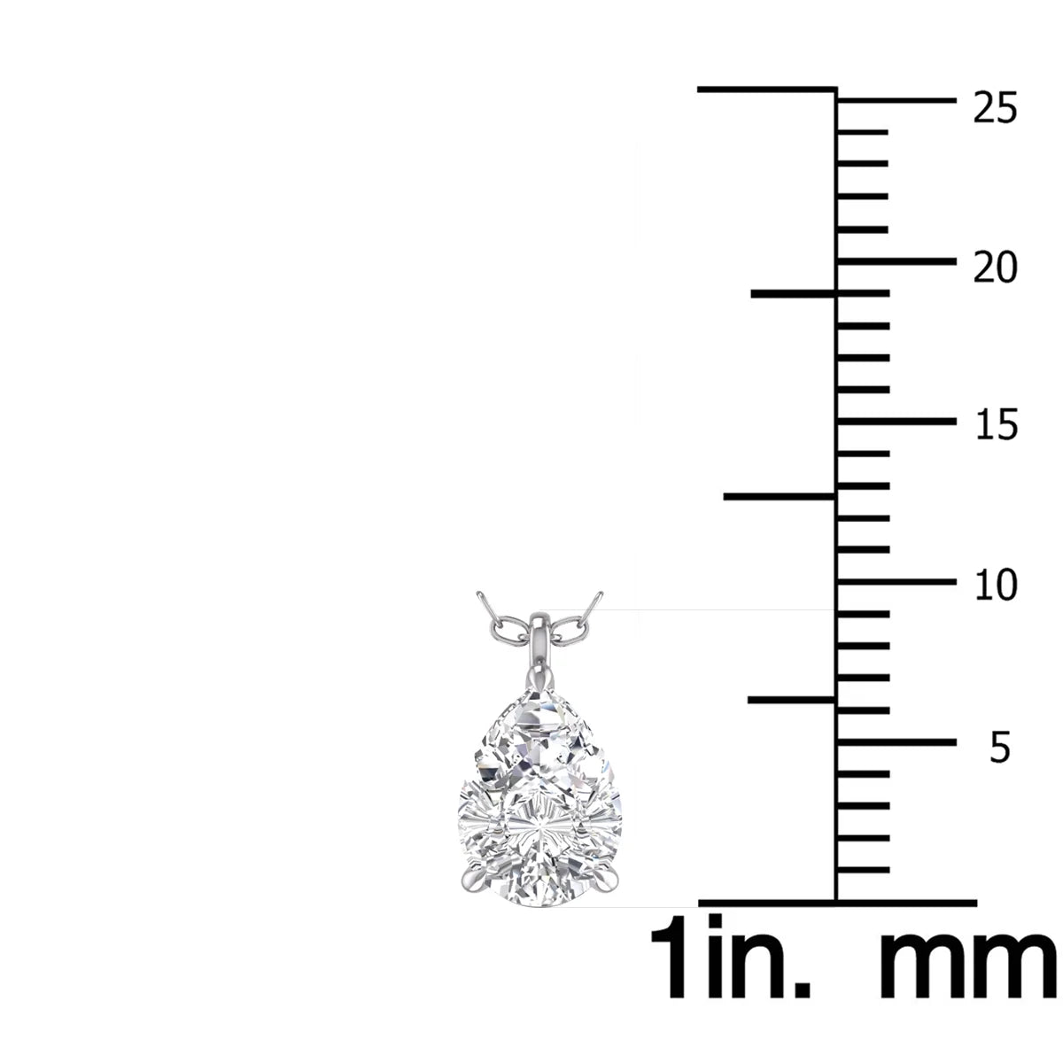 14K White Gold Pear Solitaire Diamond Pendant O34465