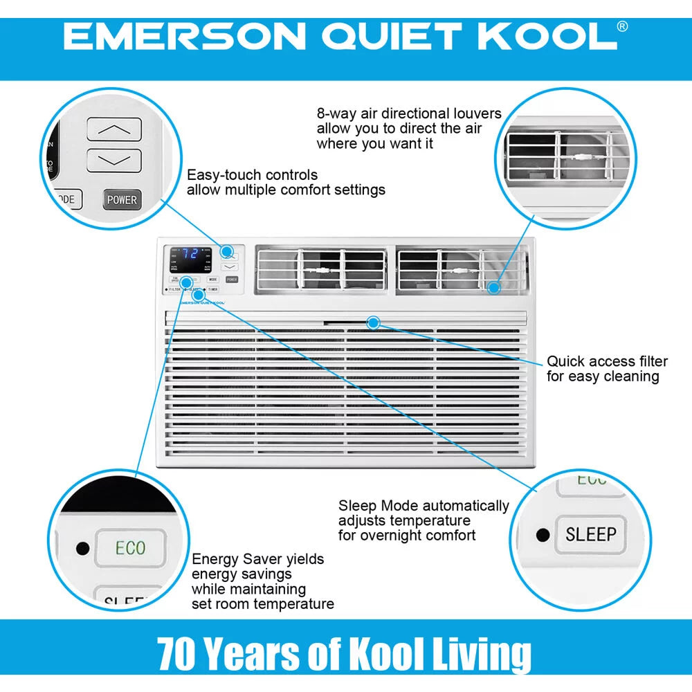 12,000 BTU 230-Volt Through-the-Wall Air Conditioner with Heater, White O7031