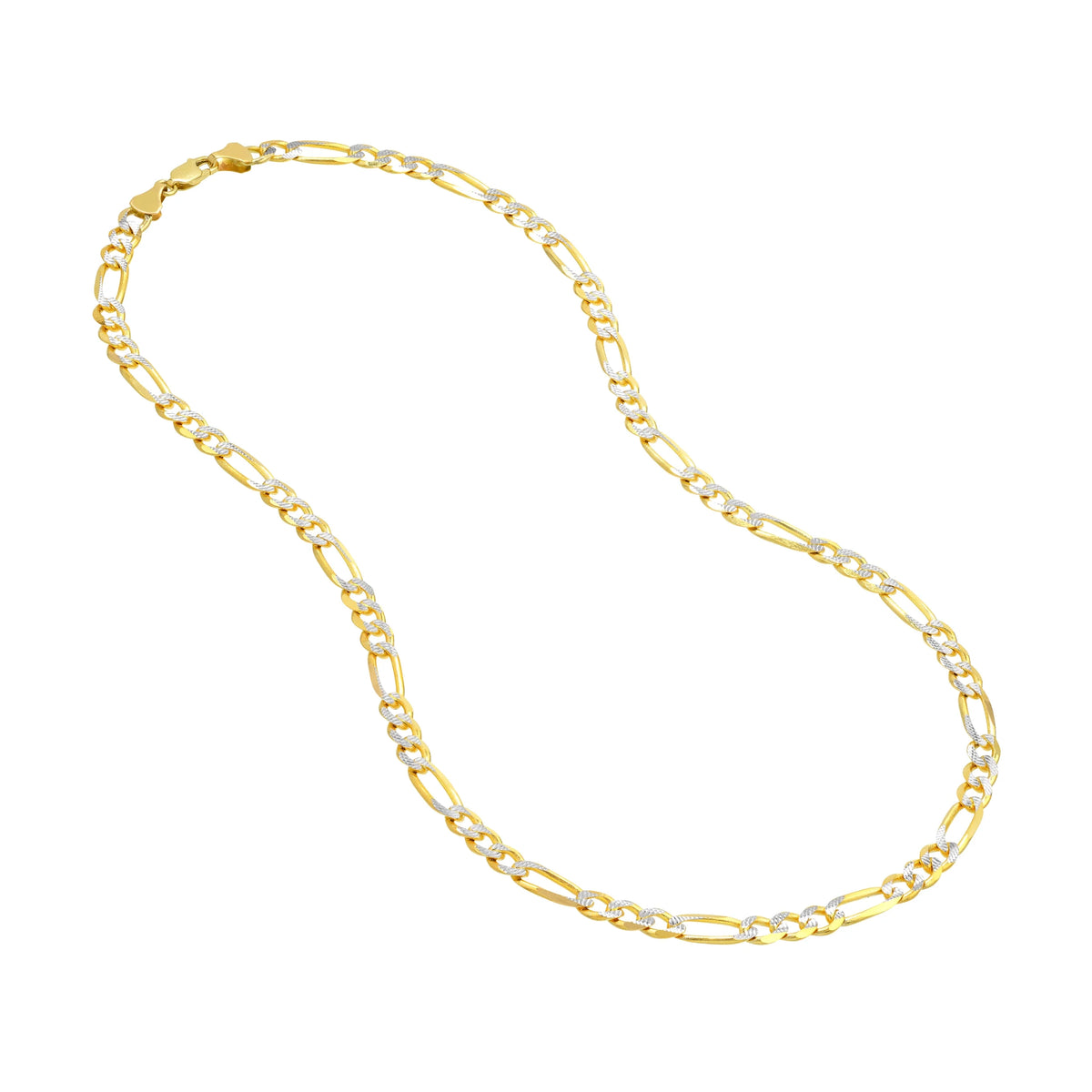 14K Two-Tone Gold 30" Pave Figaro Chain Necklace C46014