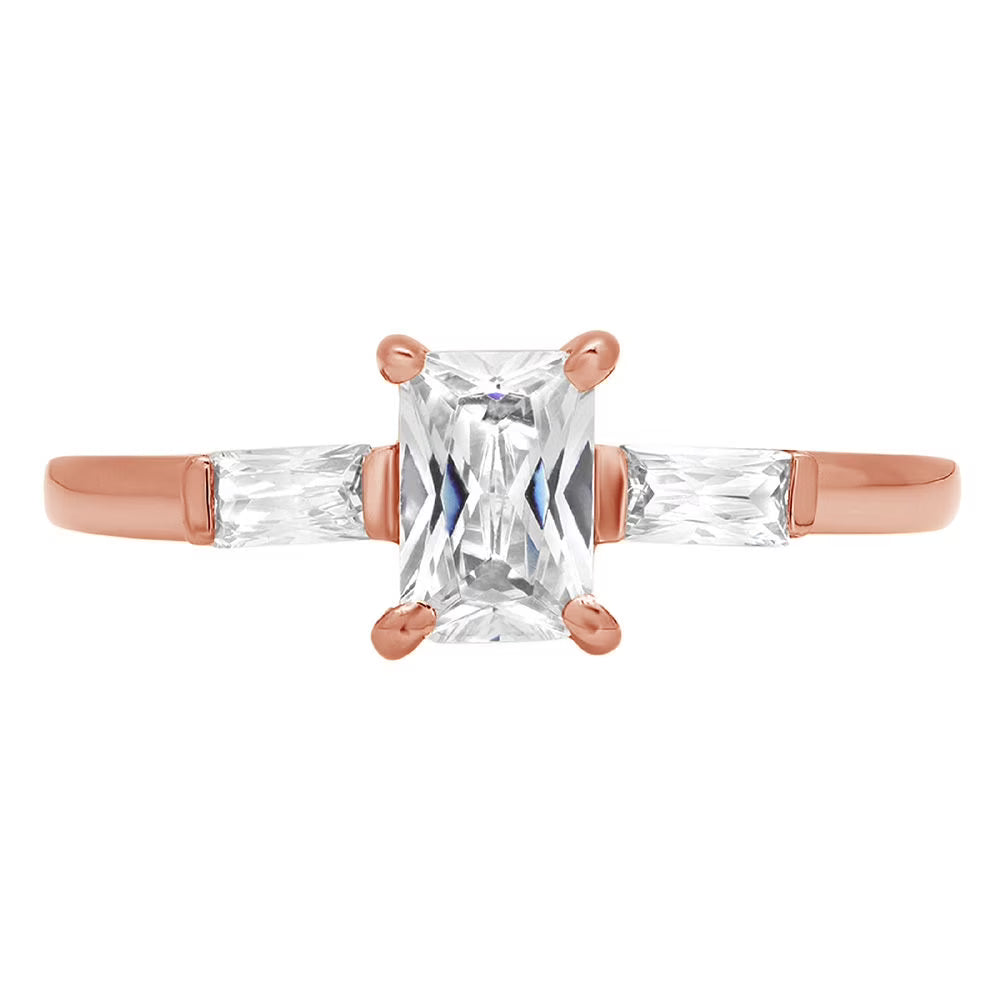 14K Rose Gold Three-Stone Diamond Engagement Ring N777
