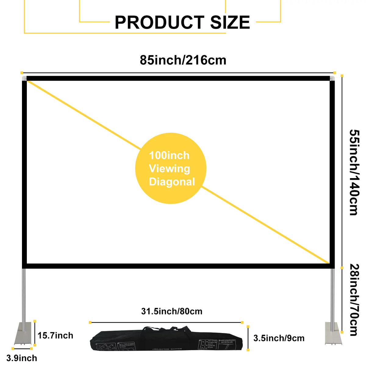 100 inch 16:9 Foldable Outdoor Projector Screen with Carry Bag L717674