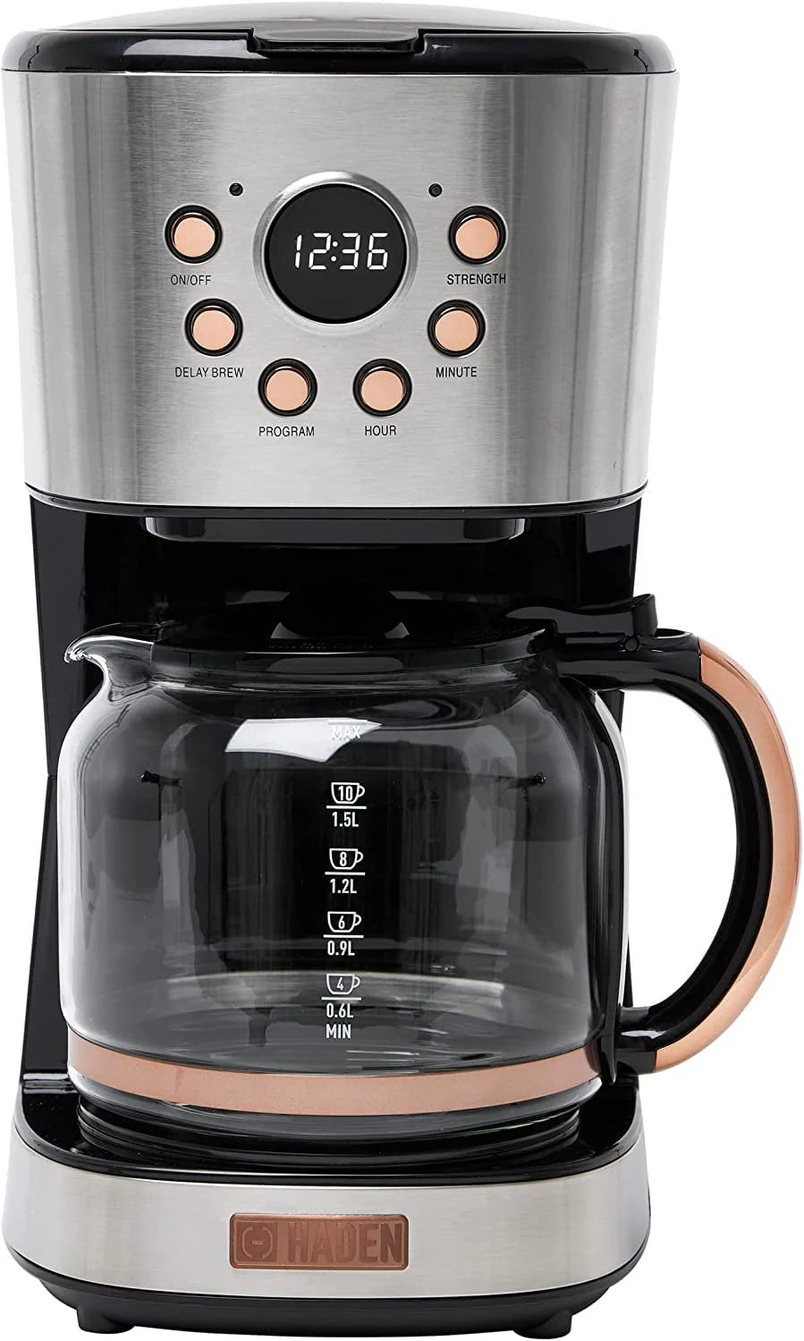 12 Cup Programmable Retro Coffee Maker with Glass Carafe, Black/Chrome Z535