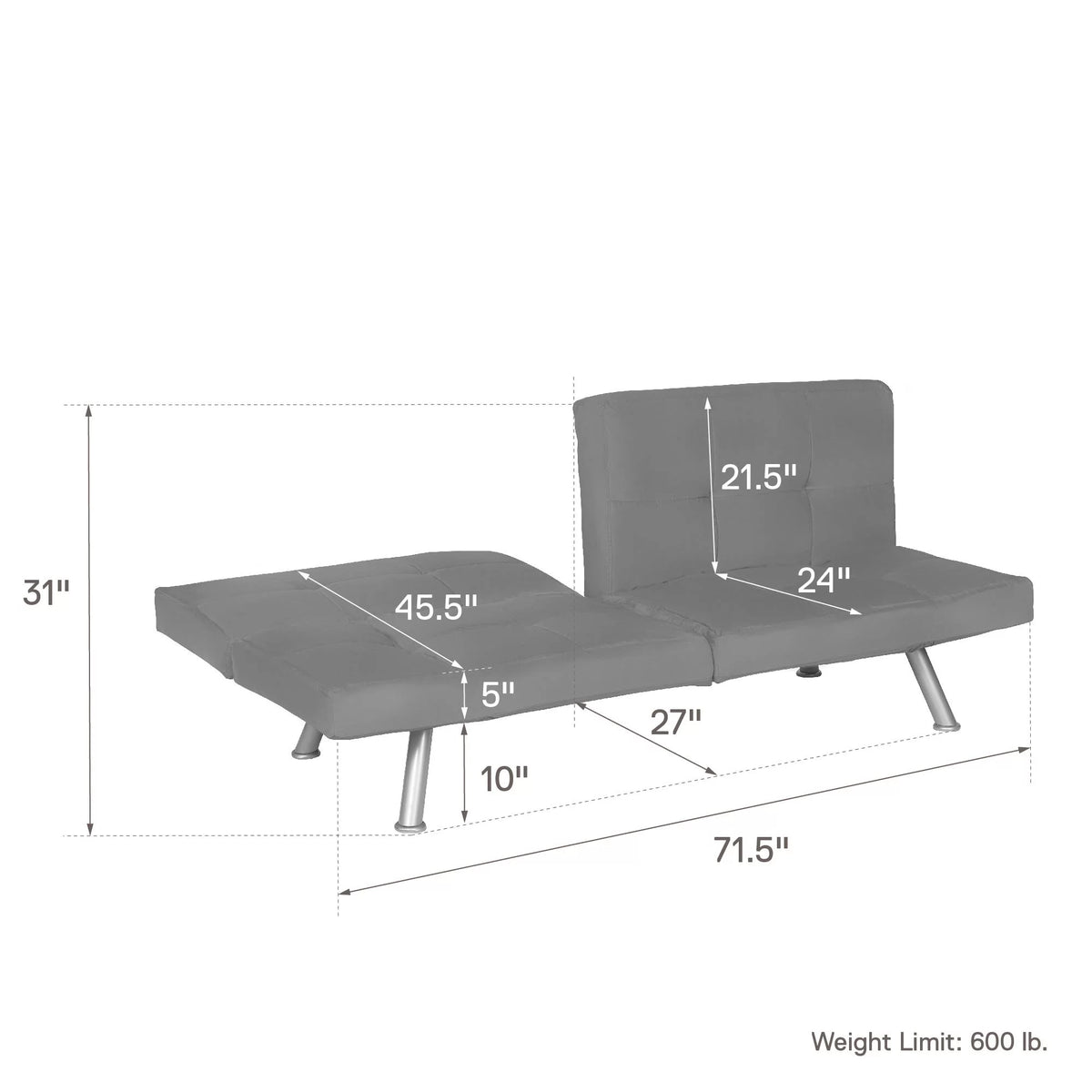 Charcoal Futon V8462