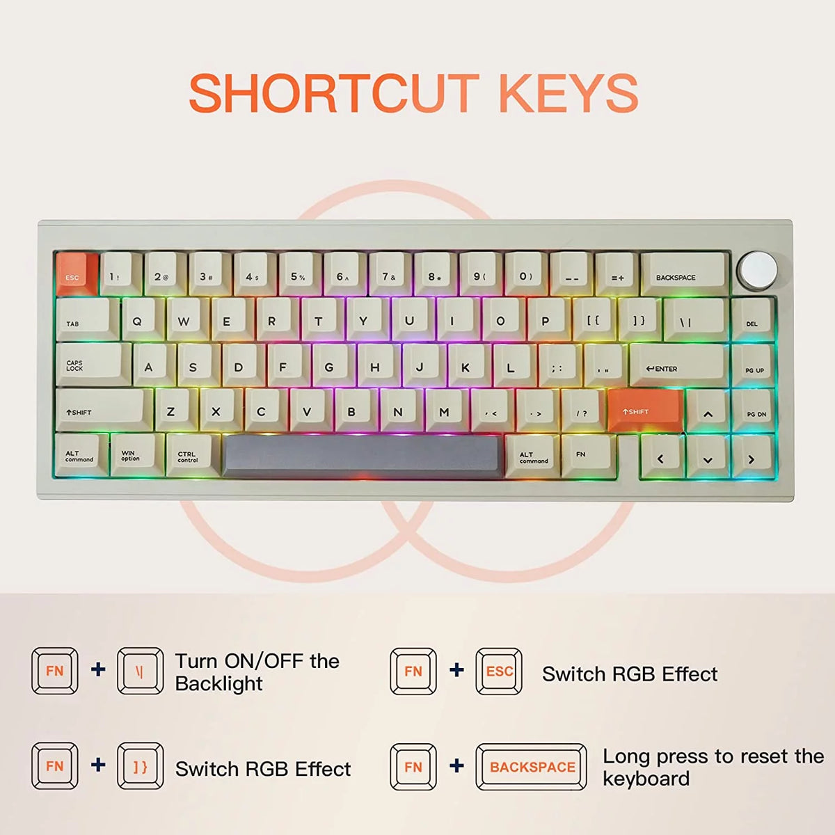 Wireless/Wired Mechanical Keyboard, 65% Hot Swappable Aluminum CNC Casing A14821
