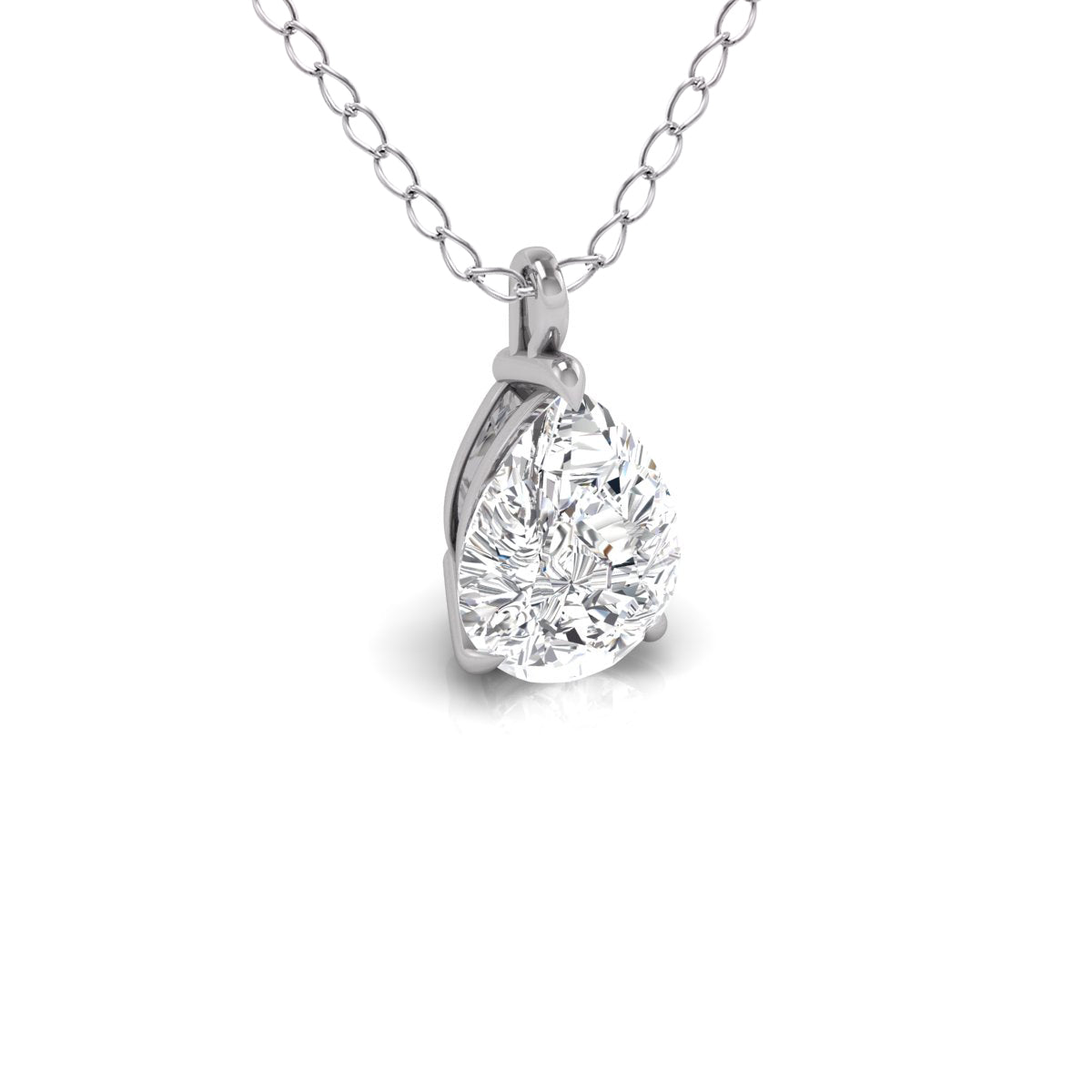 14K White Gold Pear Solitaire Diamond Pendant O34465