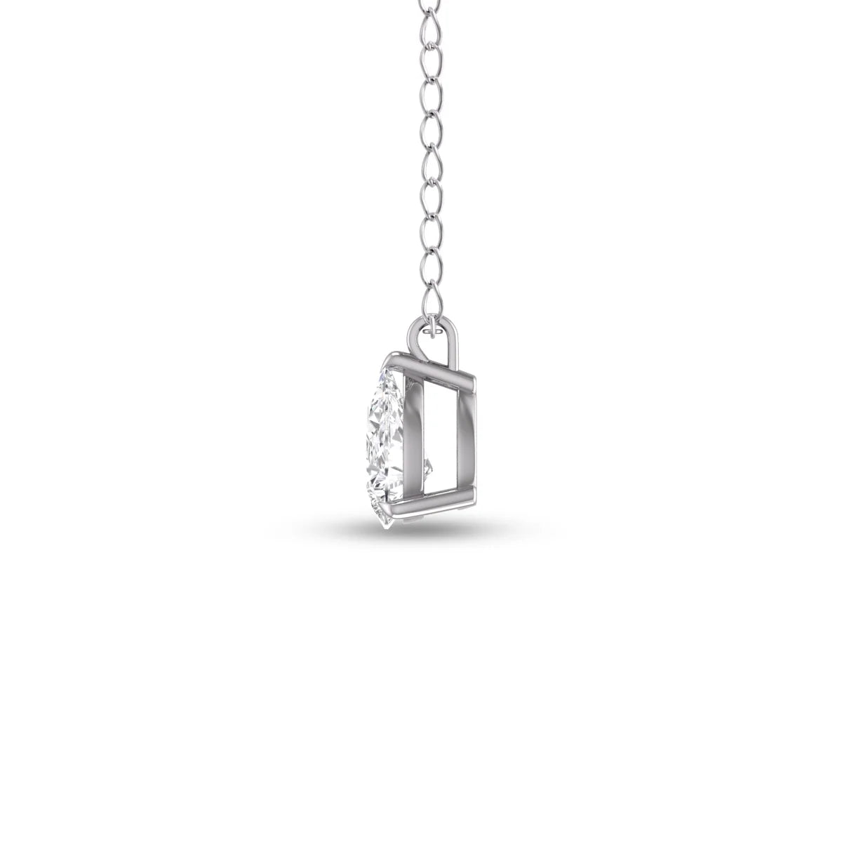 14K White Gold Pear Solitaire Diamond Pendant O34465