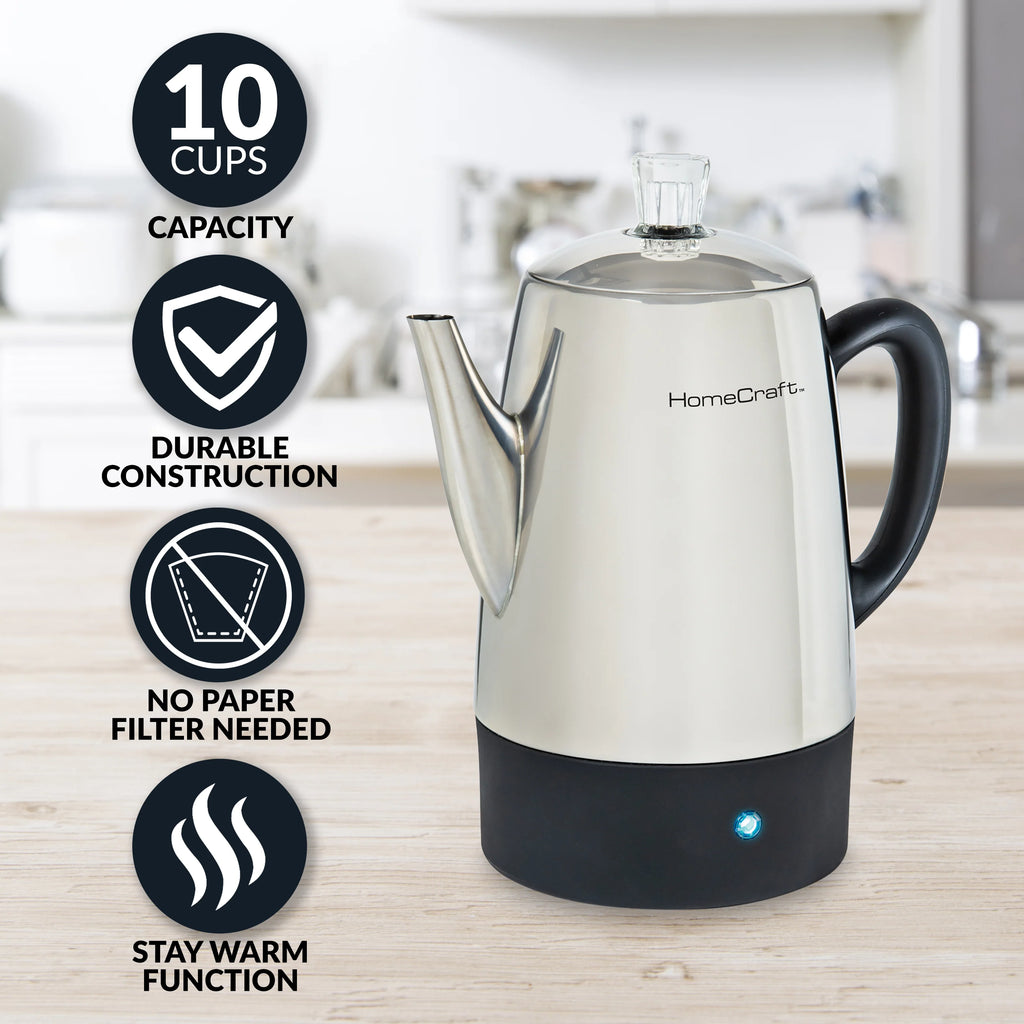 10-Cup Stainless Steel Coffee Percolator I6223