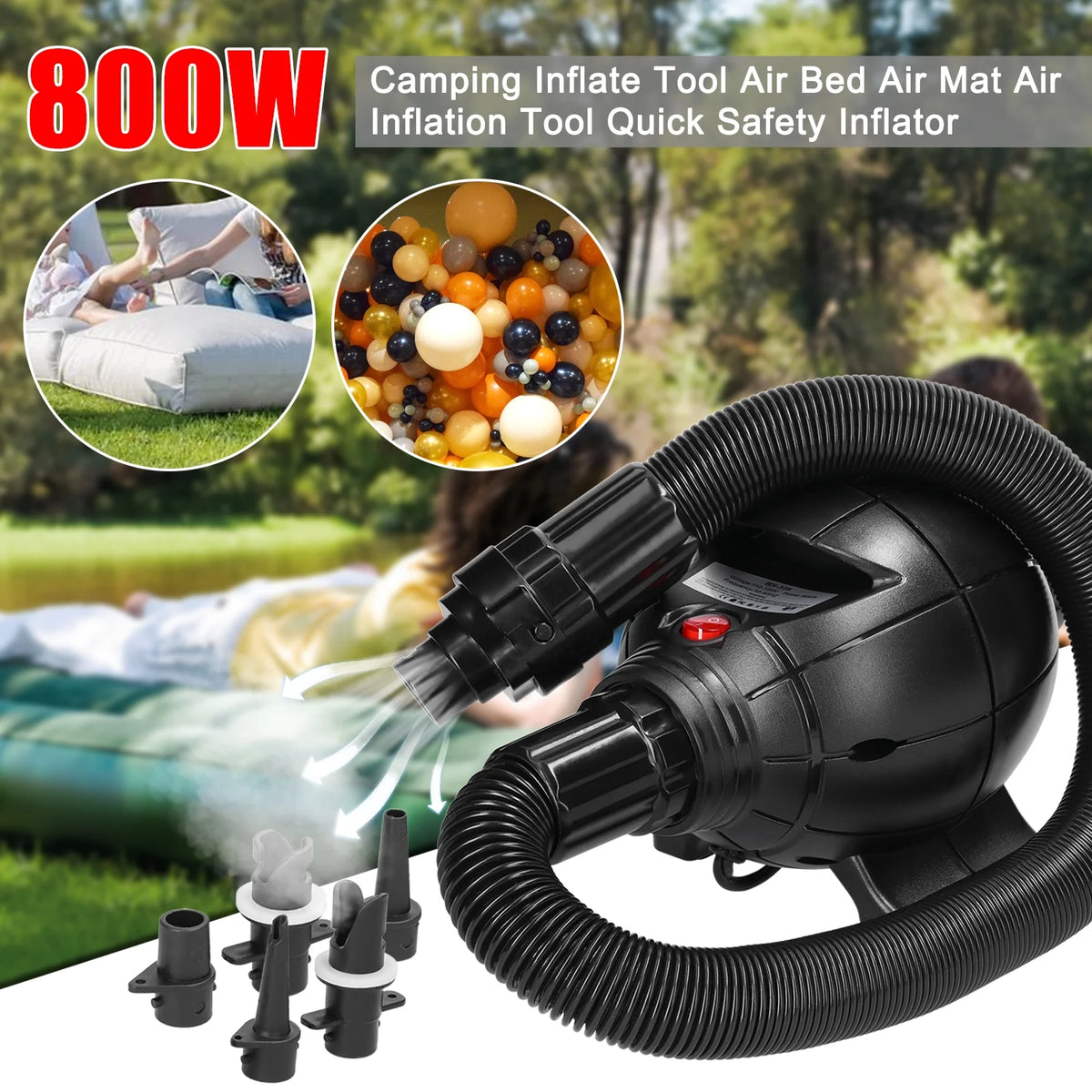 Portable 800W Air Pump Inflator for Air Bed Air Mat N42881