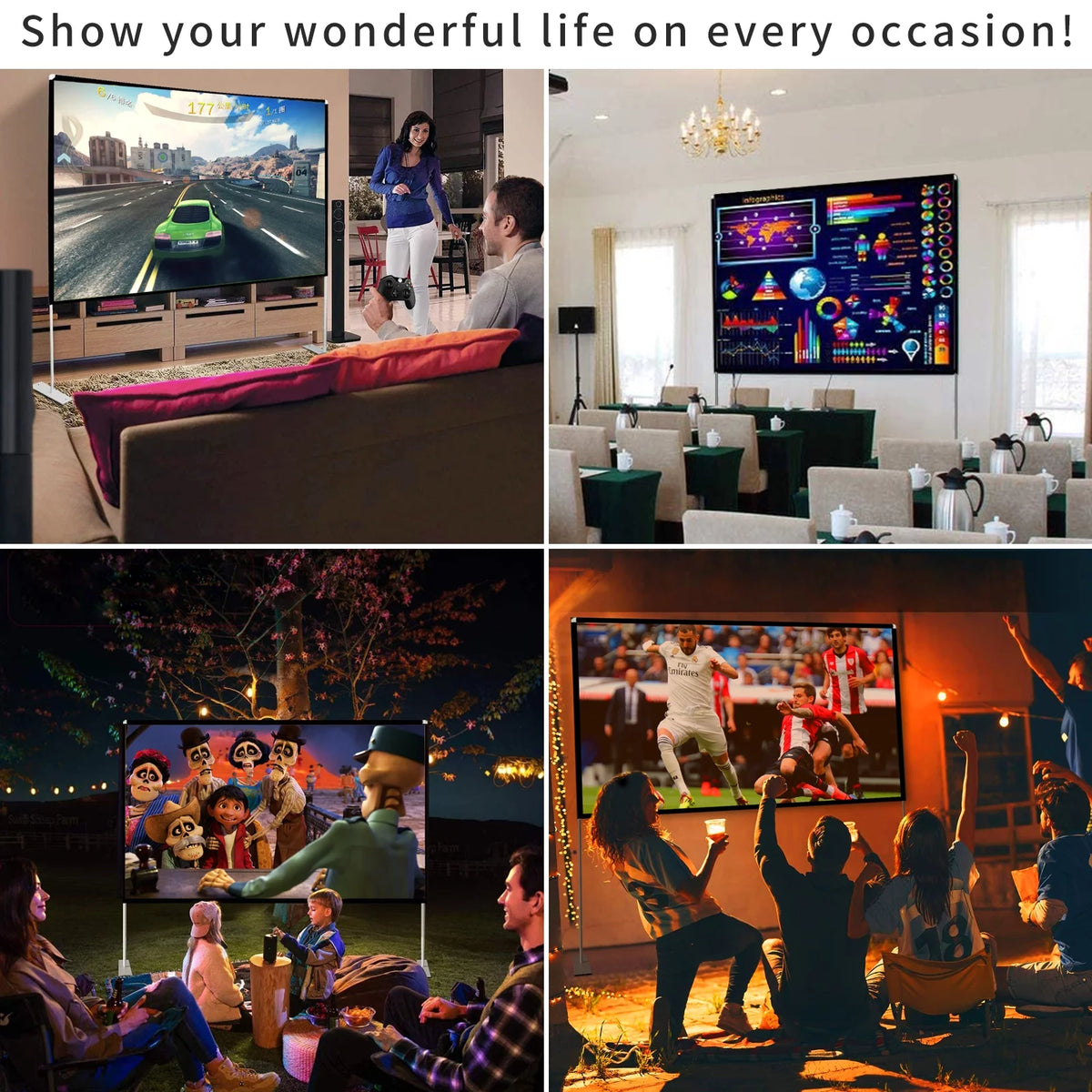 100 inch 16:9 Foldable Outdoor Projector Screen with Carry Bag L717674
